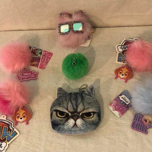 Lot Of 6 Key chains Pom Poms